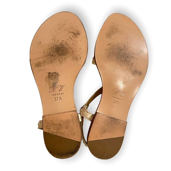 Roger Vivier Flat Sandals, Natural snake, Gold Ring, Sling Back, Size 37.5EU - Picture 10 of 13